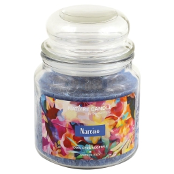 CANDELA 380GR VEGETALE IN GIARA VETRO NARCISO