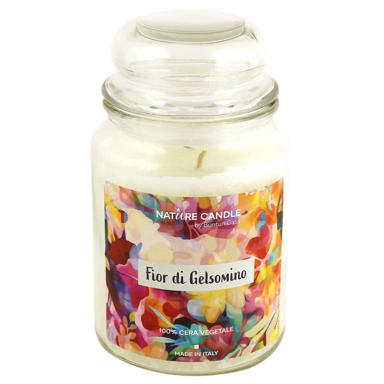 CANDELA VEGETALE 580GR GIARA VETRO GELSOMINO