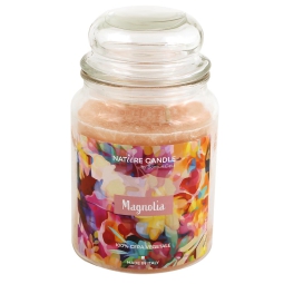 CANDELA 580GR VEGETALE IN GIARA VETRO MAGNOLIA