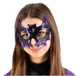 MASCHERA DOMINO PIPISTRELLO TESSUTO E PAILETTES