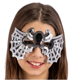 MASCHERA DOMINO RAGNO TESSUTO E PAILETTES