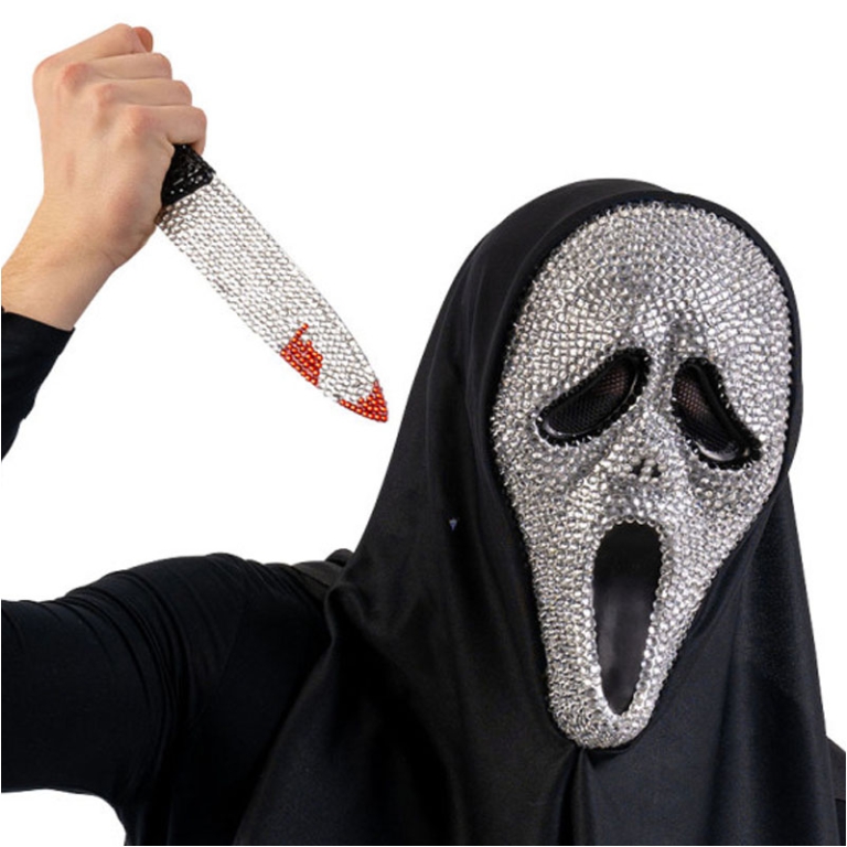 SET FANTASMA COLTELLO E  MASCHERA CON STRASS