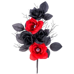 BOUQUET CON ROSE NERE CON OCCHI 40CM