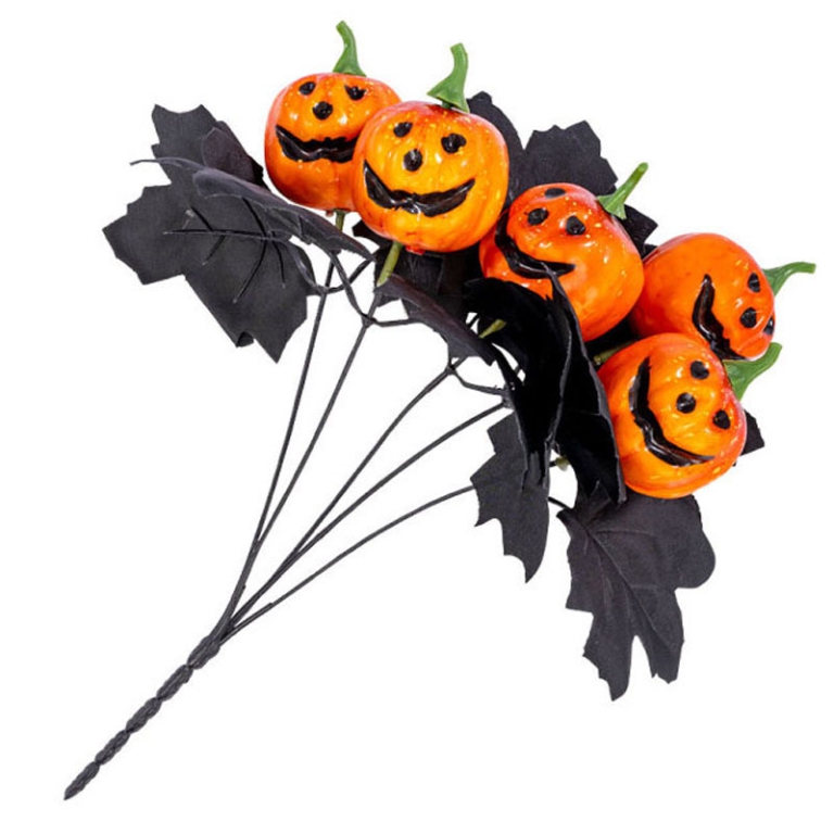 BOUQUET CON 5 ZUCCHE E FOGLIE 35CM