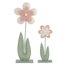SET 2 FIORI ROSA/BIANCO  H 31CM E 50CM