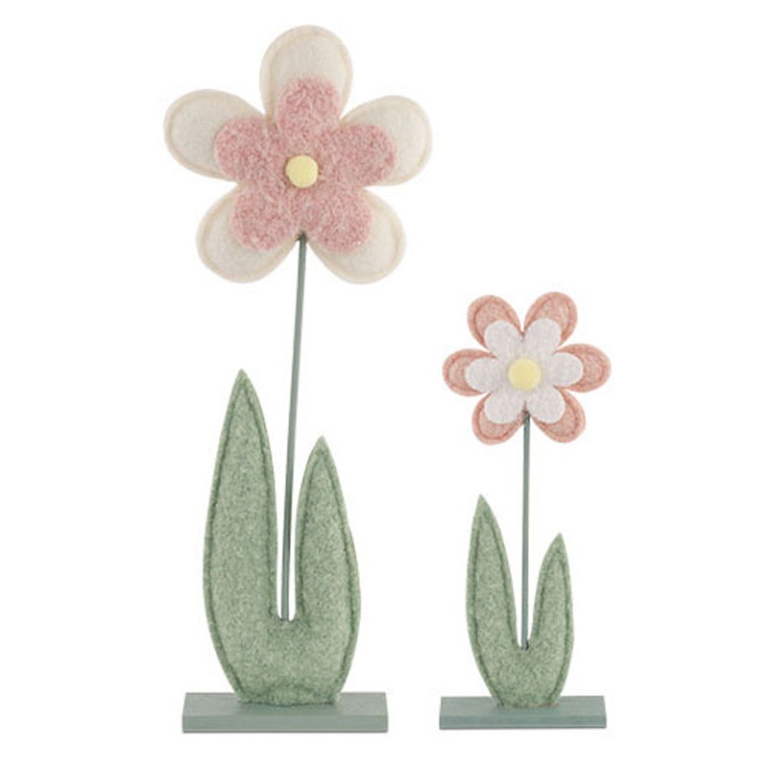 SET 2 FIORI ROSA/BIANCO  H 31CM E 50CM