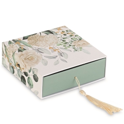 SCATOLINA 6PZ 12X12H4CM  C/NAPPINA FANTASIA VERDE