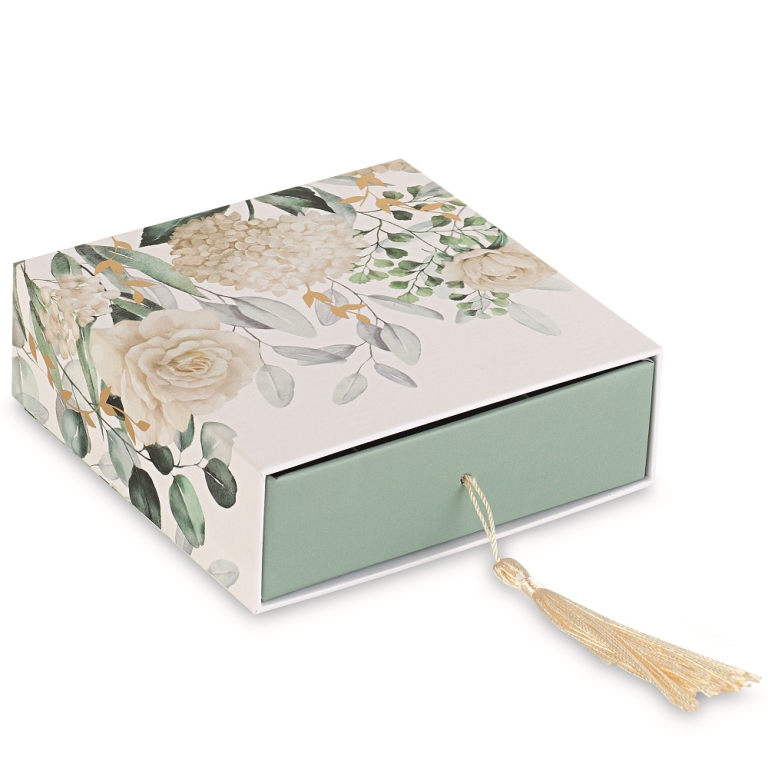 SCATOLINA 6PZ 12X12H4CM  C/NAPPINA FANTASIA VERDE