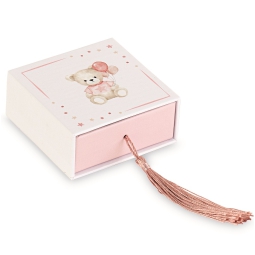 SCATOLINA 6PZ 7X7H3CM    ROSA ORSETTO PALLONCINI