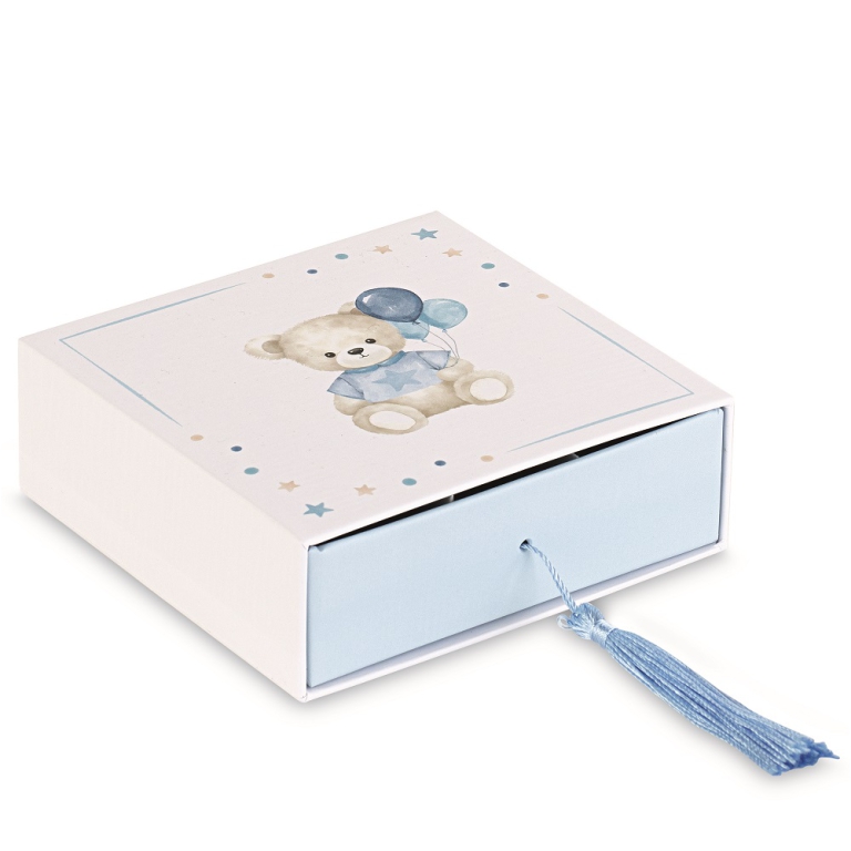 SCATOLINA 6PZ 12X12H4CM  CIELO ORSETTO PALLONCINI