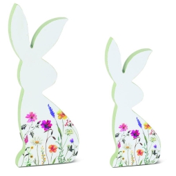 CONIGLI SET 2PZ H23H30CM BASE LEGNO
