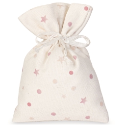 SACCHETTO 12PZ 10H14CM   BIANCO STELLINE ROSA