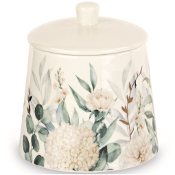BARATTOLO D9H10CM DECORO PEONIA FOGLIE GIFTBOX
