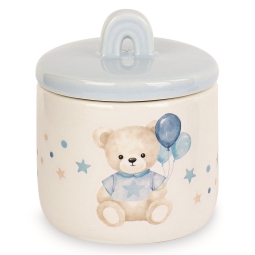 CANDELA ORSETTO D6H7CM C/COPERCHIO AZZUR.PORCELL.