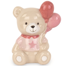 ORSETT0 PORCELLANA H7CM  PALLONCINI ROSA