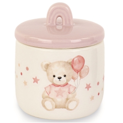 CANDELA ORSETTO D6H7CM C/COPERCHIO ROSA PORCELLANA