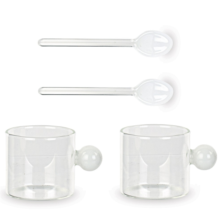 SET 2 TAZZINE CON CUCCHIAINI IN VETRO GIFTBOX