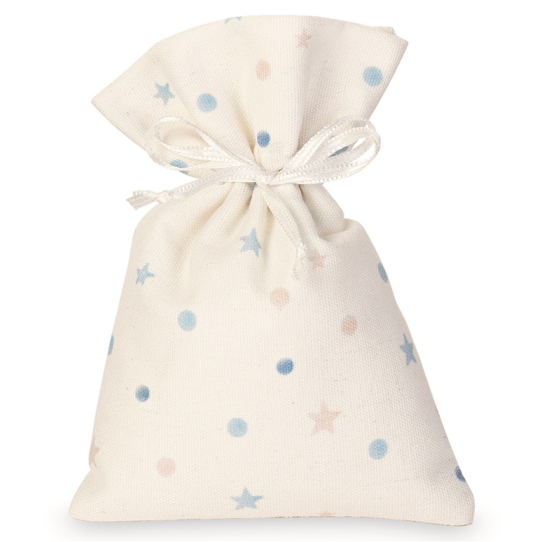 SACCHETTO 12PZ 10H14CM   BIANCO STELLINE CIELO