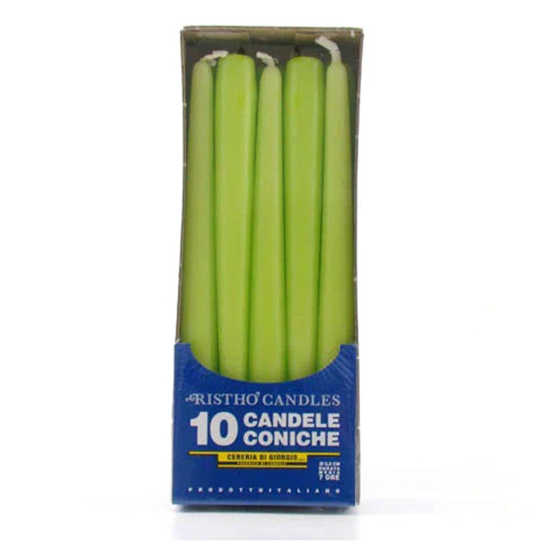 CANDELA CONICA 10PZ 25CM VERDE POP