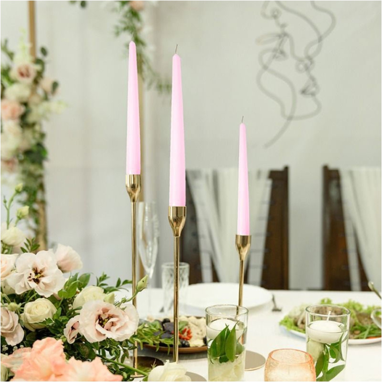 CANDELA CONICA 25CM ROSA 10PZ 2