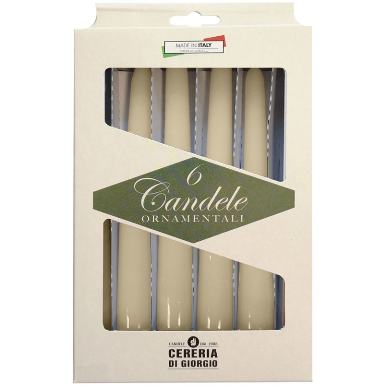 CANDELA CONICA 6PZ 20CM AVORIO LACCATO 2