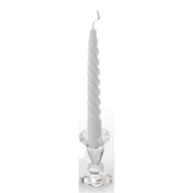 CANDELA TORCIGLIONE H21CM BIANCO LACCATO 6PZ