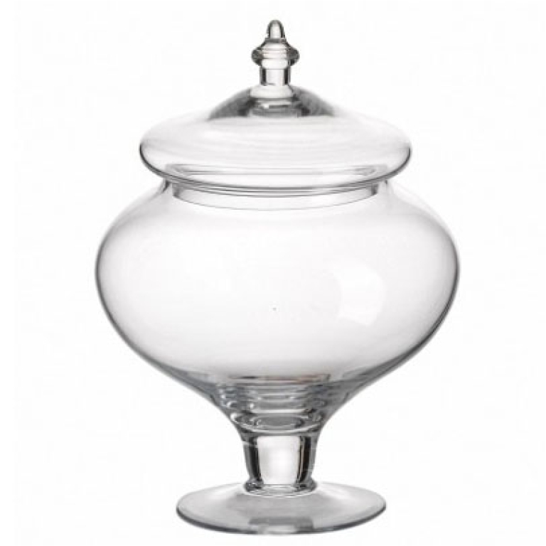 POTICHE D19,5H26,5CM COPERCHIO VETRO TRASPARENTE