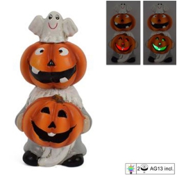 GNOMO CON TESTA DI ZUCCA CON LUCI 15X7,5CM