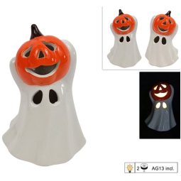 DECORAZIONE FANTASMA CON LUCI 15X11CM IN CERAMICA