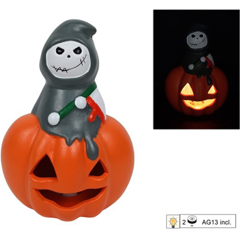 DECORAZIONE ZUCCA CON MOSTRO 17X12CM IN CERAMICA