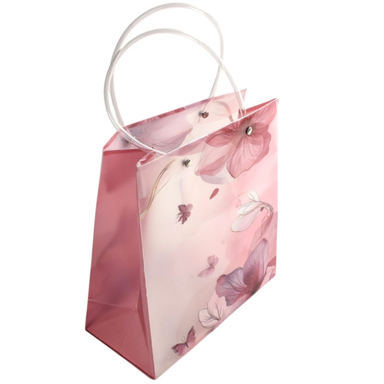SHOPPER PPL 21X10H22CM   ROSA CON MANICI