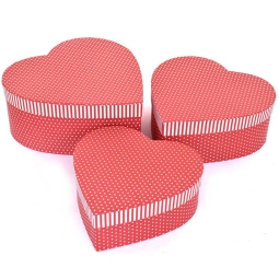 SCATOLE MATRIOSKA SET 3PZ CUORE ROSSA POIS BIANCHI