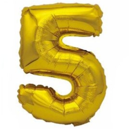 PALLONCINO MYLAR NUMERO 5 ORO 40CM