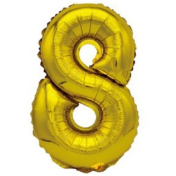 PALLONCINO MYLAR NUMERO 8 ORO 40CM