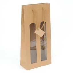 SHOPPER 2 BOTTIGLIE 17X37X8 KRAFT AVANA FINES 10PZ