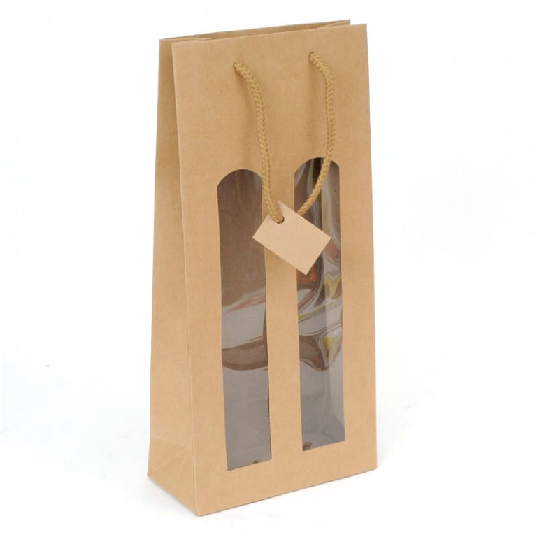 SHOPPER 2 BOTTIGLIE 17X37X8 KRAFT AVANA FINES 10PZ