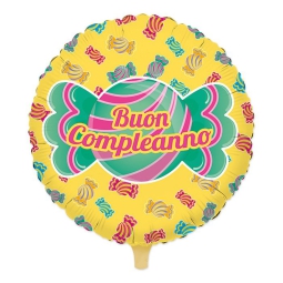 PALLONCINO MYLAR 46CM    CANDY BUON COMPLEANNO