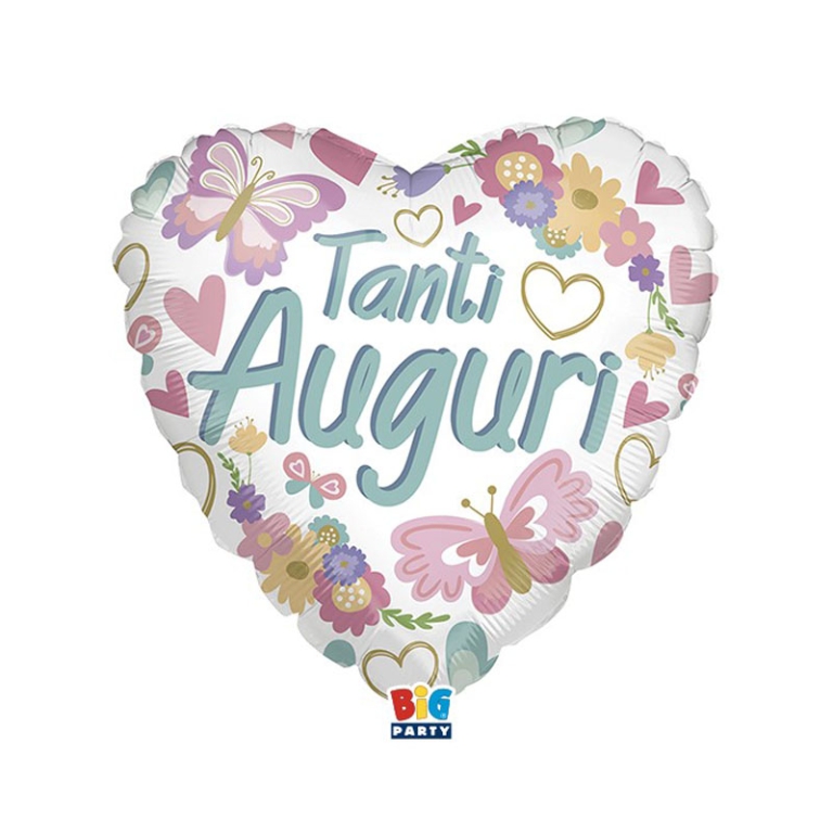 PALLONCINO MYLAR 46CM    CUORE TANTI AUGURI