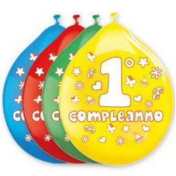 PALLONCINI PRIMO COMPLEANNO COL. ASSORTITI 26CM 20PZ