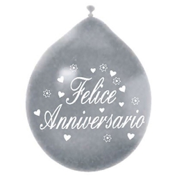 PALLONCINI FELICE ANNIVERSARIO SILVER 26CM 20PZ