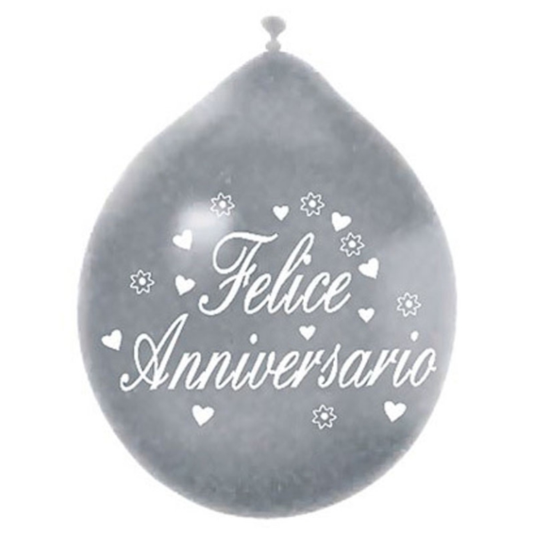 PALLONCINI FELICE ANNIVERSARIO SILVER 26CM 20PZ