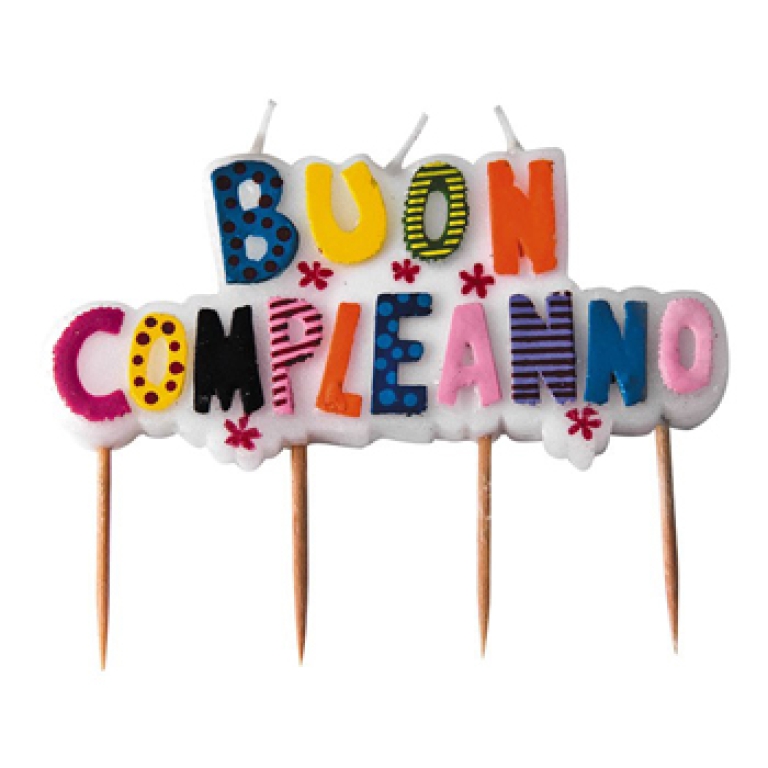 CANDELINE 7CM SCRITTA  BUON COMPLEANNO