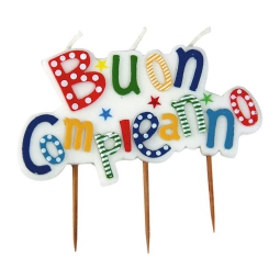 CANDELINE 7CM SCRITTA  BUON COMPLEANNO MULTICOLOR