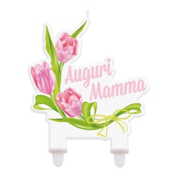 CANDELINA MAXI SAGOMATA  12X12CM AUGURI MAMMA