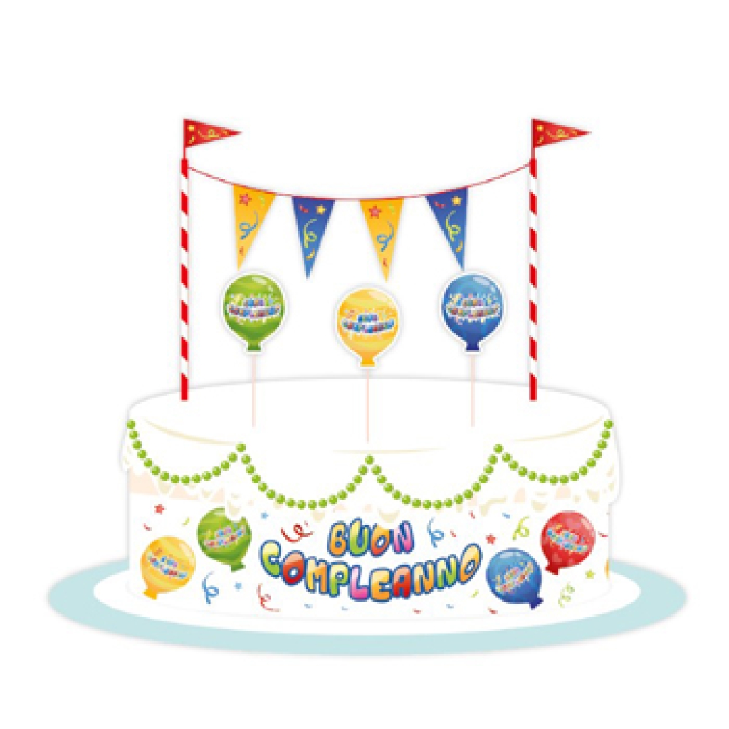 SET DECORAZIONI TORTA BUON COMPLEANNO BALLOON: vendita ingrosso