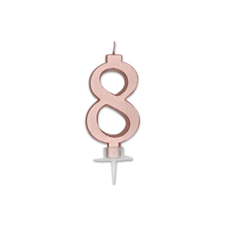 CANDELA NUMERO 8 7CM ROSE GLOD METAL