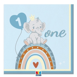 TOVAGLIOLI 20PZ 33X33CM  ONE BIRTHDAY BOHO BLUE