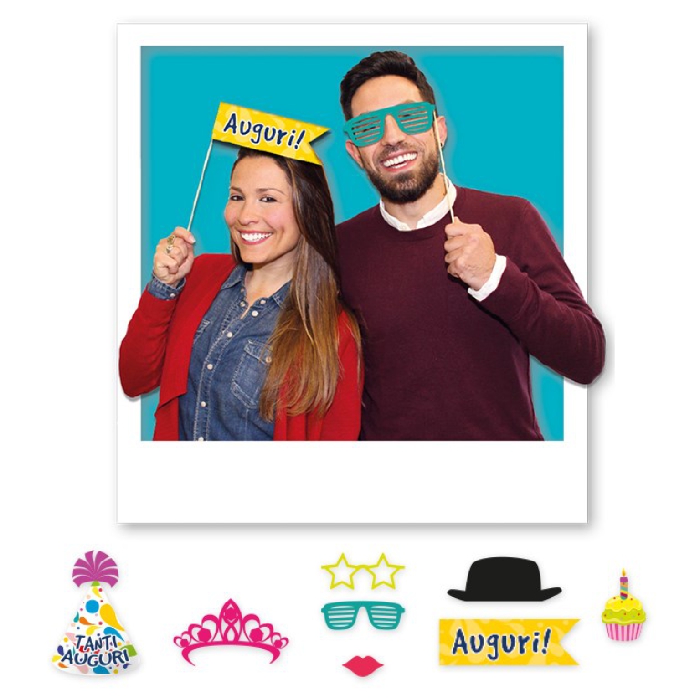 PHOTO BOOTH 8PZ 20CM BUON COMPLEANNO