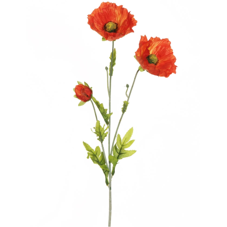 FIORE PAPAVERO RAMO H71CM ARANCIO