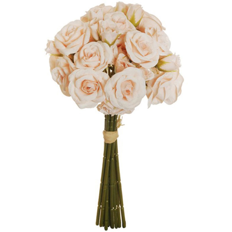 BOUQUET 18 ROSE H30CM    SALMONE CHIARO